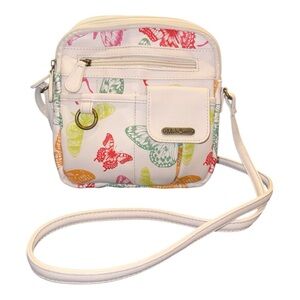 MultiSac Butterfly Print Crossbody Bag White Faux Leather BP4